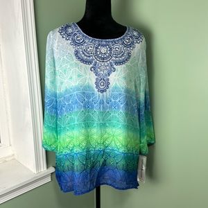 NWT Alfred Dunner peasant blouse, size 16